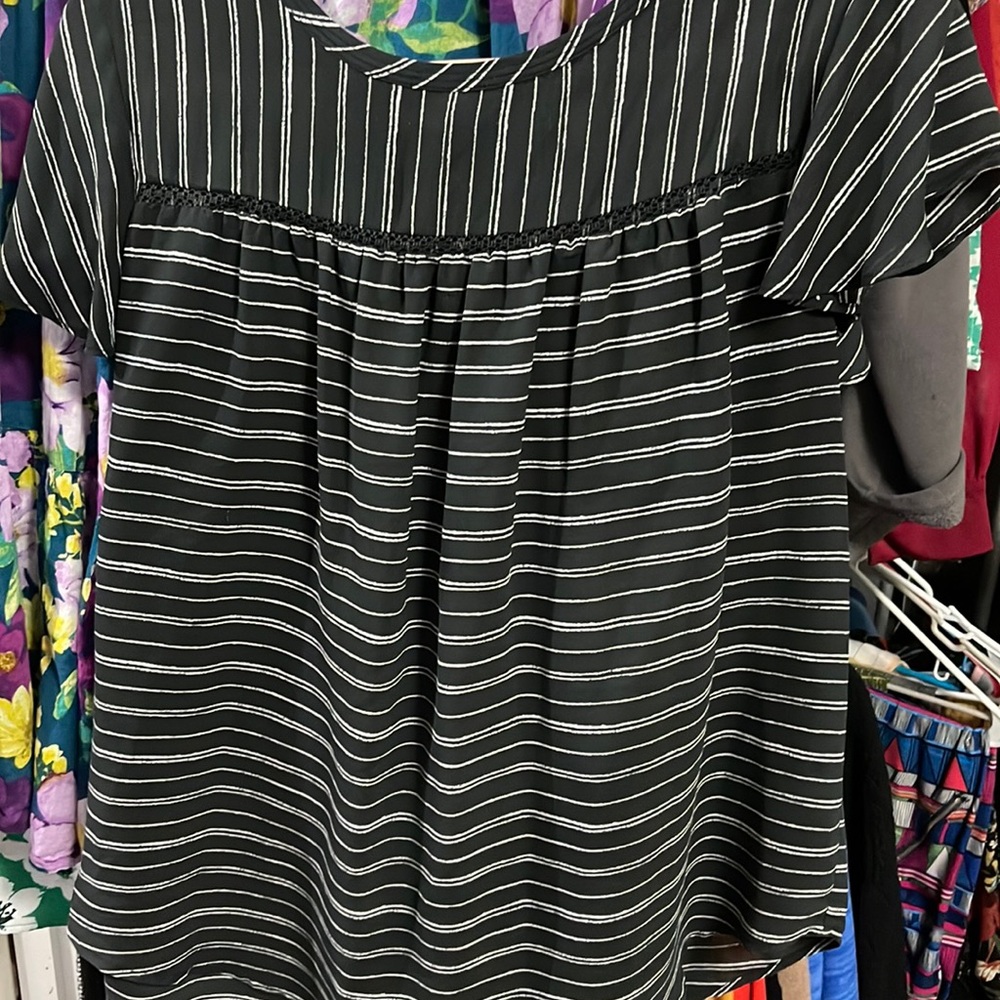 Black & white striped blouse